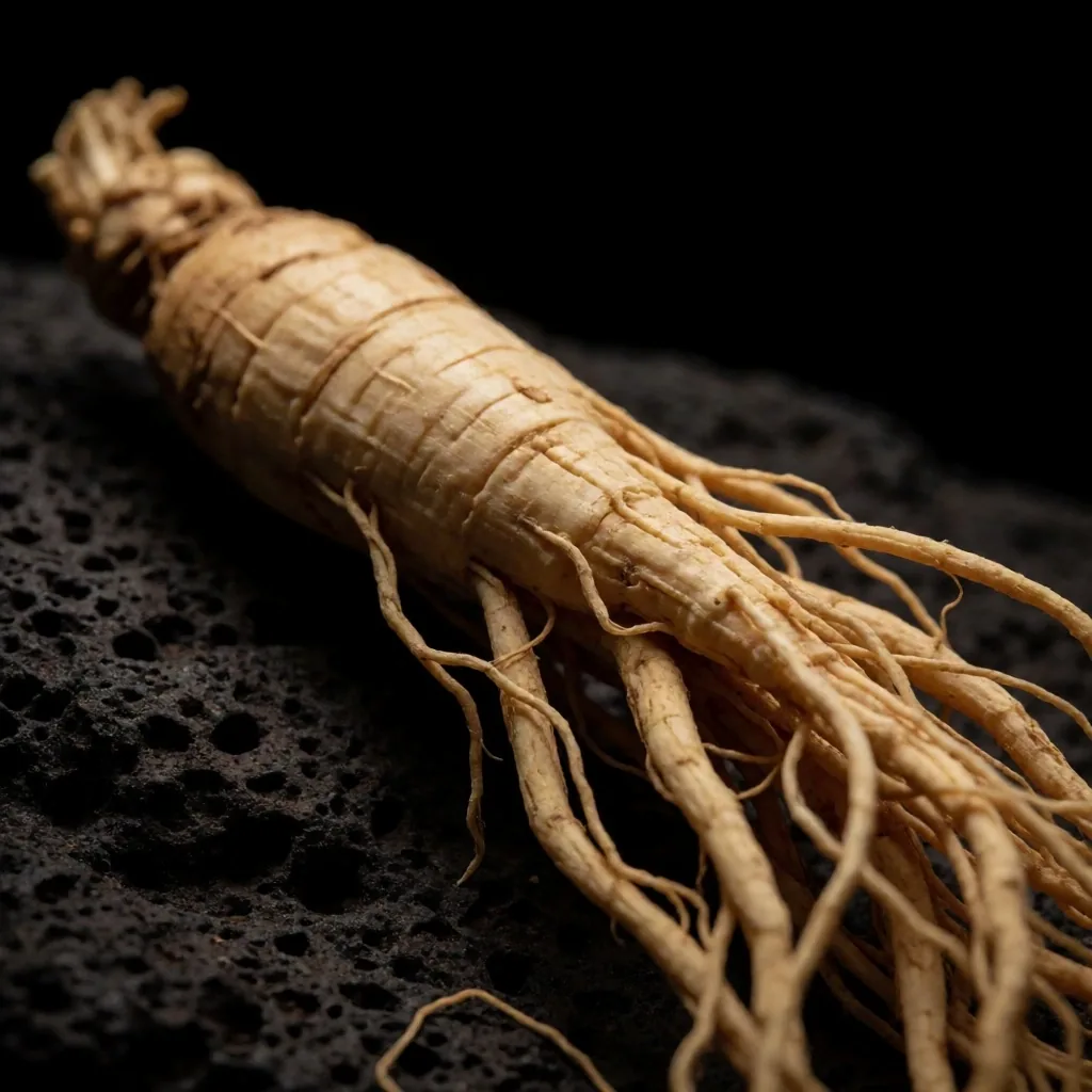 Botanical root specimen under directional light